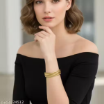 Trendy Gold-Toned Flexible Coil Bangles for Women & Girls