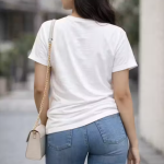 Cute Floral Girl Printed White Cotton T-Shirt for Women