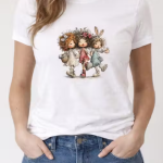 Cute Friends Cartoon Printed White T-Shirt for Women