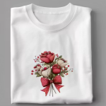 Rose Bouquet Printed White Cotton T-Shirt for Women