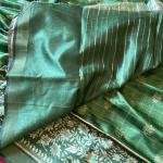 Soft Semi Tussar Silk sarees with Beautiful ❤️ Print With Attractive Checks Design Saree And Print Blouse With Tassels