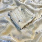 Fendy Sattin Dual Shaded With Beautiful Zari With Sequence Work Flower Butti All In Saree & Contrast Blouse Work