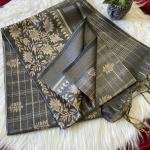 Soft Semi Tussar Silk sarees with Beautiful ❤️ Print With Attractive Checks Design Saree And Print Blouse With Tassels