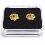 One Gram Gold Studs With White, Green And Pink Stones