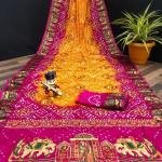 ART SILK DOLLY WORK BANDHEJ PANETER WHITE SAREES*🌹