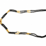 Latest CZ Micro Gold Plated Mangalsutra for Women | Long 30 cm Black Beads Chain