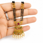 Latest CZ Micro Gold Plated Mangalsutra for Women | Long 30 cm Black Beads Chain