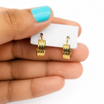 Gold Color Huggie Hinged Hoop Earrings