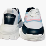 Women’s Chunky Sneakers | Stylish Casual Sports Shoes for Girls | White & Blue Lace-Up Walking Shoes with Lightweight Comfort Sole for Daily Use & College Use