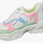 Women’s Chunky Sneakers | Stylish Casual Sports Shoes for Girls | White & Blue Lace-Up Walking Shoes with Lightweight Comfort Sole for Daily Use & College Use