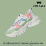 Women’s Chunky Sneakers | Stylish Casual Sports Shoes for Girls | White & Blue Lace-Up Walking Shoes with Lightweight Comfort Sole for Daily Use & College Use