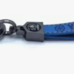 Y-a-m-a-h-a Leather Keychain with Metal Hook, Blue, Decorative Key Ring for Bikes and Cars