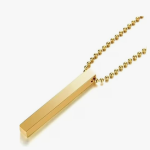Men's Jewellery 3D Cuboid Vertical Bar/Stick Stainless Steel Locket Pendant Necklace for Boys and Men (GOLD)