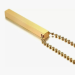 Men's Jewellery 3D Cuboid Vertical Bar/Stick Stainless Steel Locket Pendant Necklace for Boys and Men (GOLD)