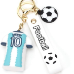 Messi blue jersey 3D rubber Keychain with strap