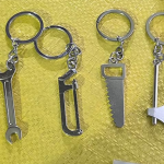 Mini Tool Shape Metal Keychain Set for Men, Creative Spanner Hammer Screwdriver Wrench Keyring, Multi Tool Design Keychain
