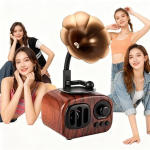 Retro Classic Vintage Phonograph Player Design Portable Bluetooth Speaker with Retro Look Strong Bass