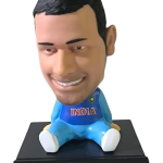 India Cricketer M S DHONI Bobblehead Figurine, Collectible Sports Memorabilia, Blue Jersey with Display Stand