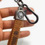 RE Bike Keychain II Leather Keychain with Locking Metal Hook