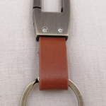 Silverline * CLASSIC Stylish metal Finish with brown leather KEYCHAIN AND KEYRING FOR CAR AND BIKE