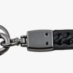 Premium Braided Leather Keychain with Stainless Steel Clasp, Black Metal Key Ring, Anti-Rust