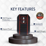 Iconic Keychains Key Cover Black Remote Key Shell, Rubber Key Case, 2 Button Push Start, for Maruti Suzuki Baleno 2022 and Brezza 2022