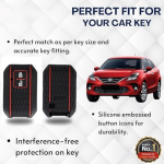 Iconic Keychains Key Cover Black Remote Key Shell, Rubber Key Case, 2 Button Push Start, for Maruti Suzuki Baleno 2022 and Brezza 2022