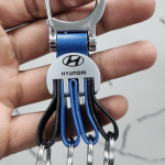 Metal Leather Premium Logo Car Keychain