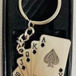 Silverline Playing Cards/Poker Cards 3 Patti Metal Keychain/Keyring (Silver)
