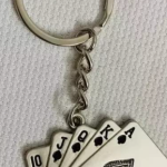 Silverline Playing Cards/Poker Cards 3 Patti Metal Keychain/Keyring (Silver)