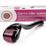 Derma Roller System, 0.5 mm Titanium Needles, 540 Pins, Hair Growth and Repair Tool, Black and Pink (pack of 1, Medium)