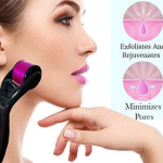 Derma Roller System, 0.5 mm Titanium Needles, 540 Pins, Hair Growth and Repair Tool, Black and Pink (pack of 1, Medium)