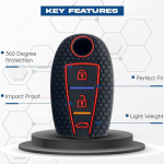 Silicone Key Cover for Maruti Cars, Compatible with Ciaz, Ignis, S-Cross, Baleno, Vitara Brezza 2b/3b Smart Key, Blue Keyring