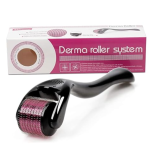 Derma Roller System, 0.5 mm Titanium Needles, 540 Pins, Hair Growth and Repair Tool, Black and Pink (pack of 3, Medium)