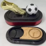 Golden Shoe With Rotating Football Car Seat Aroma Therapy | Solar powered Football & Golden boot Model Car Perfume Air Purifier - 5ml
