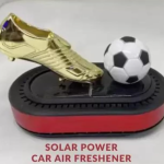 Golden Shoe With Rotating Football Car Seat Aroma Therapy | Solar powered Football & Golden boot Model Car Perfume Air Purifier - 5ml