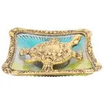 Aluminium Showpiece Tortoise Statue With Coloured Square Glass Tray
