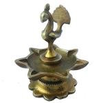 Brass Peacock Diya Jyoti Deepak Oil Lamp 7 Wicks  - Large Brass Oil Lamp for Aarti & Temple