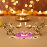 Brass Pair Of Bird Oil Lamp Deepak  - Twin Bird Design Puja Diya,