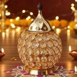 Brass Matki Crystal Deepak No. 4