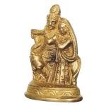 Brass Radha Krishna With Cow – Divine God Idol Showpiece