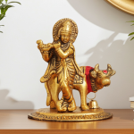 Aluminium Showpiece Cow Krishan Oval Base Statue
