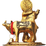Aluminium Showpiece Cow Krishan Oval Base Statue