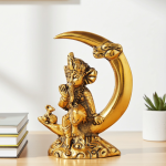 Aluminium Showpiece Ganesh Ji God Idol Sitting On Moon