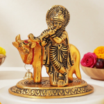 Aluminium  Showpiece Krishna With Cow Statue