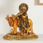 Aluminium  Showpiece Krishna With Cow Statue