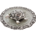 Aluminium  Showpiece Tortoise Statue With Glass Plate
