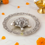 Aluminium  Showpiece Tortoise Statue With Glass Plate