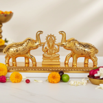 Aluminium  Elegant Elephant Design Sindhur Dibbi with Ganesh Statue