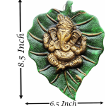 Aluminum Showpiece Ganesh Patta Green Color Statue